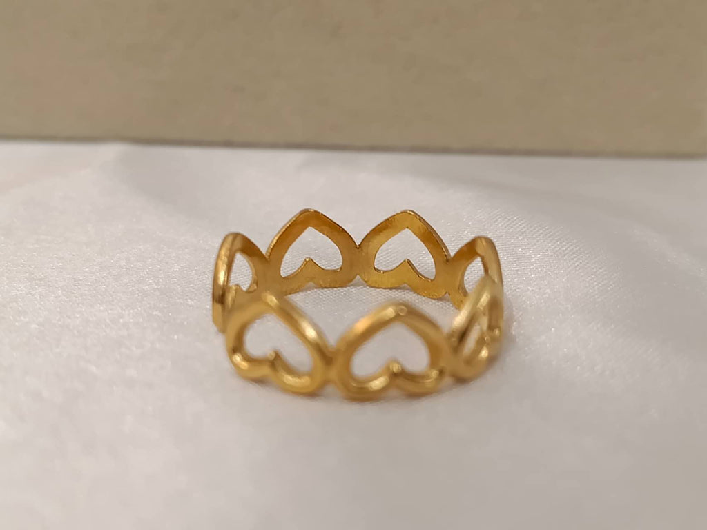 Adjustable heart rings stainless steel 18K gold plated