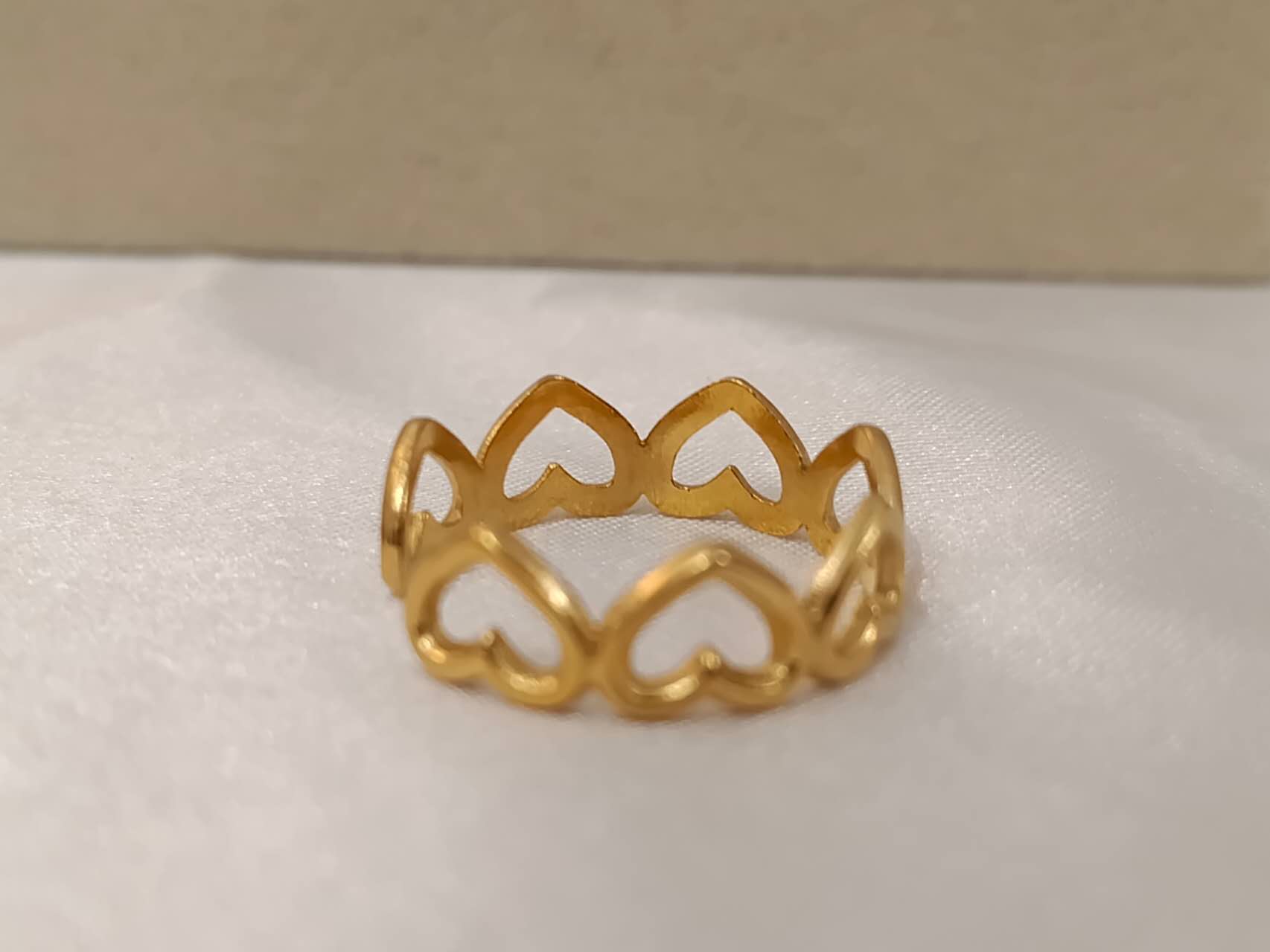 Adjustable heart rings stainless steel 18K gold plated
