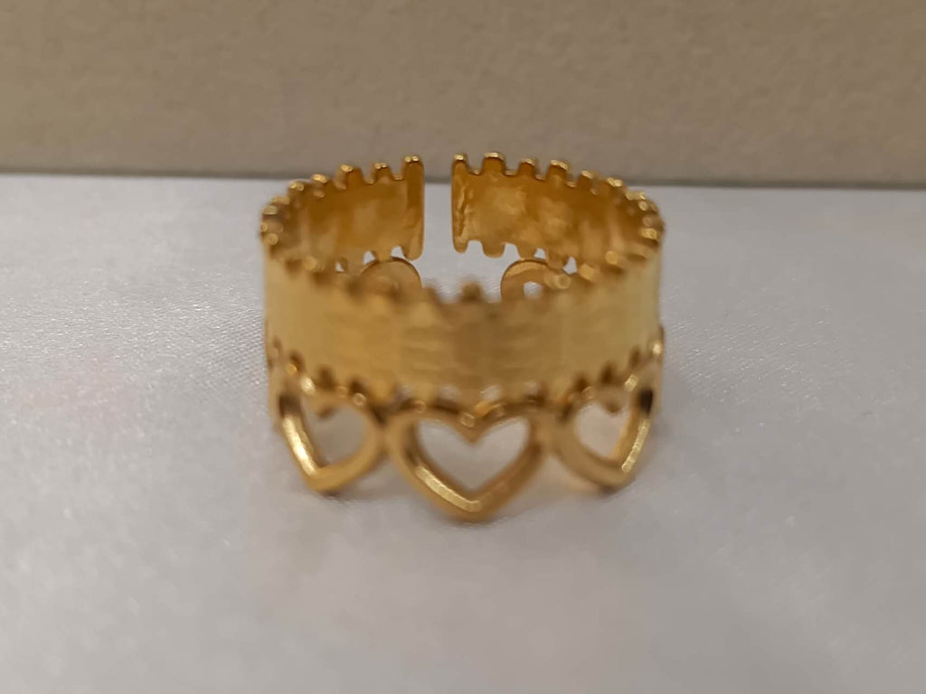 Adjustable heart rings stainless steel 18K gold plated