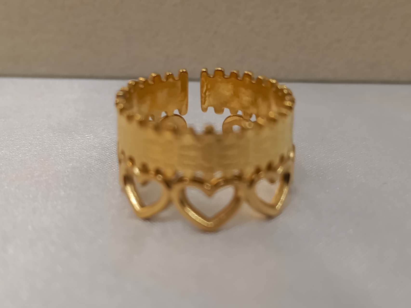 Adjustable heart rings stainless steel 18K gold plated