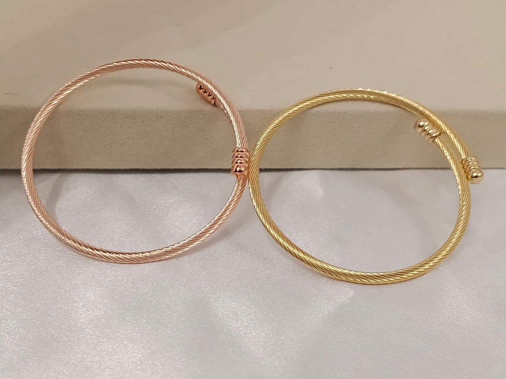 Adjustable open bracelet gold-plated stainless steel