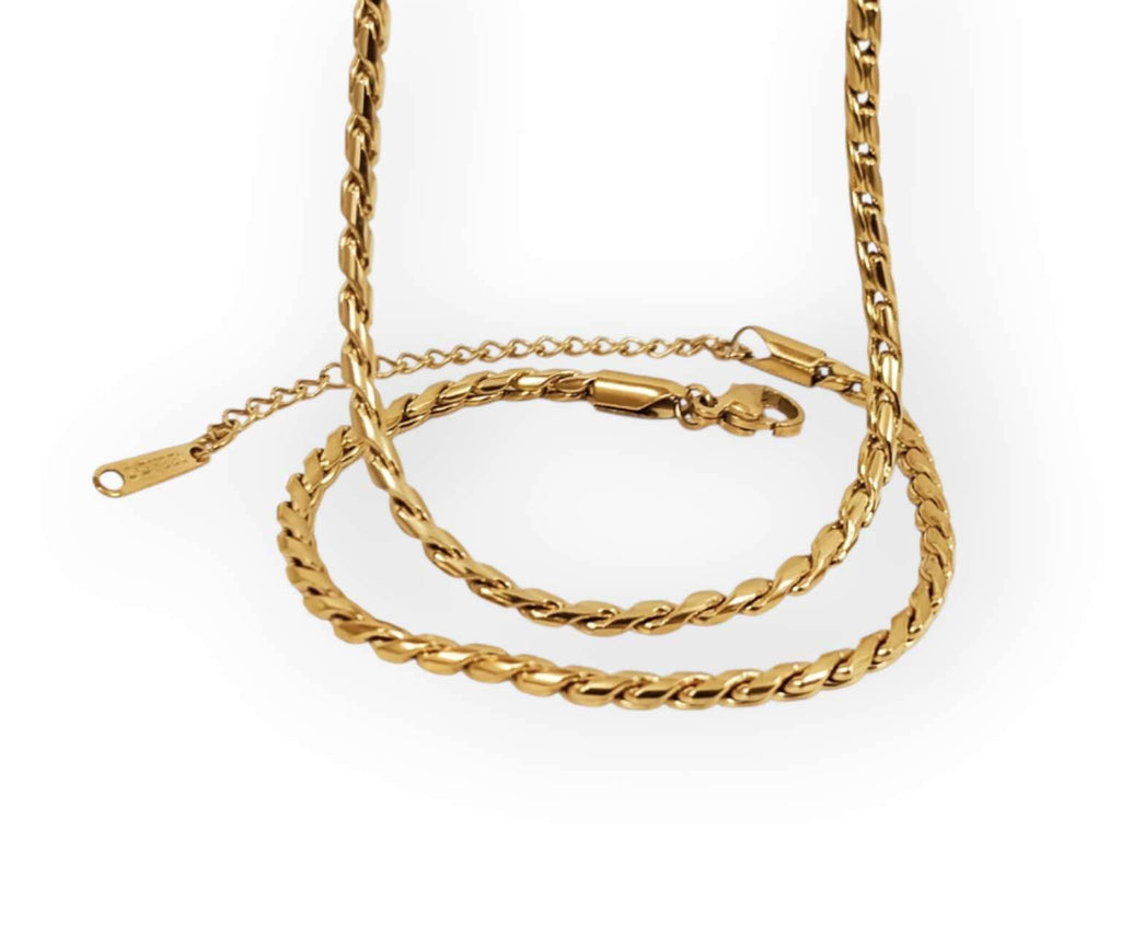 Jewelry set necklace and bracelet stainless steel 18K gold plated PVD