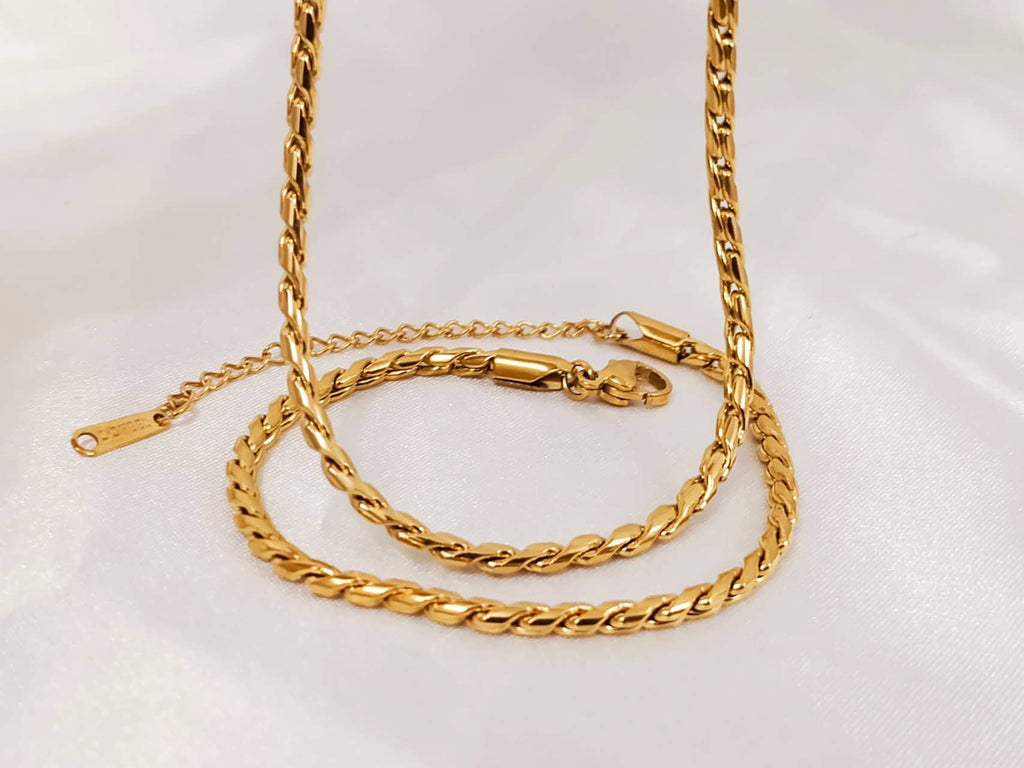 Jewelry set necklace and bracelet stainless steel 18K gold plated PVD