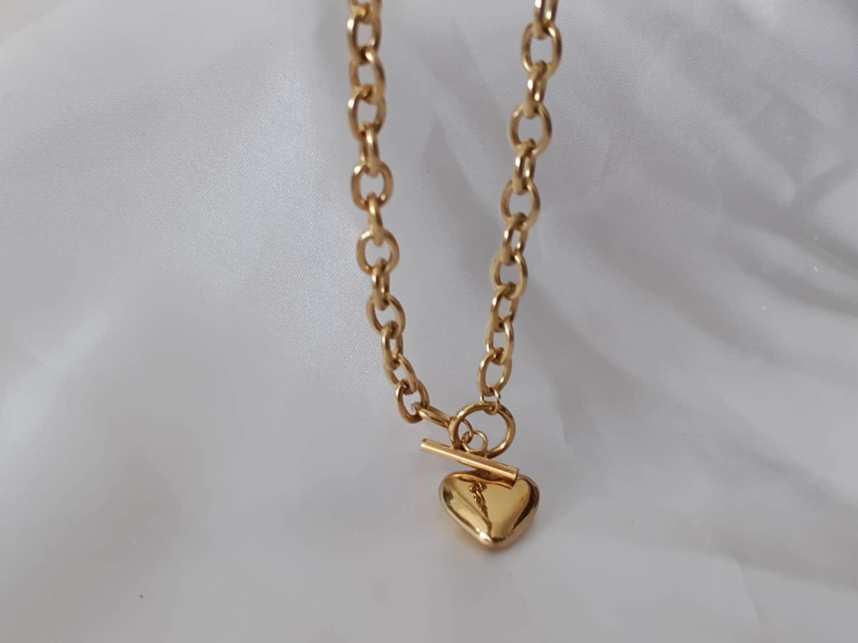 Thick heart necklace stainless steel 18K gold plated