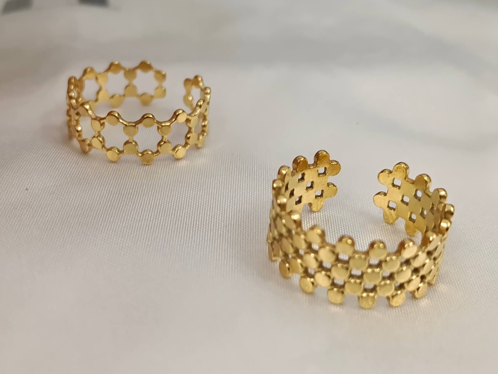 Set of 2 adjustable rings in 18K gold-plated stainless steel