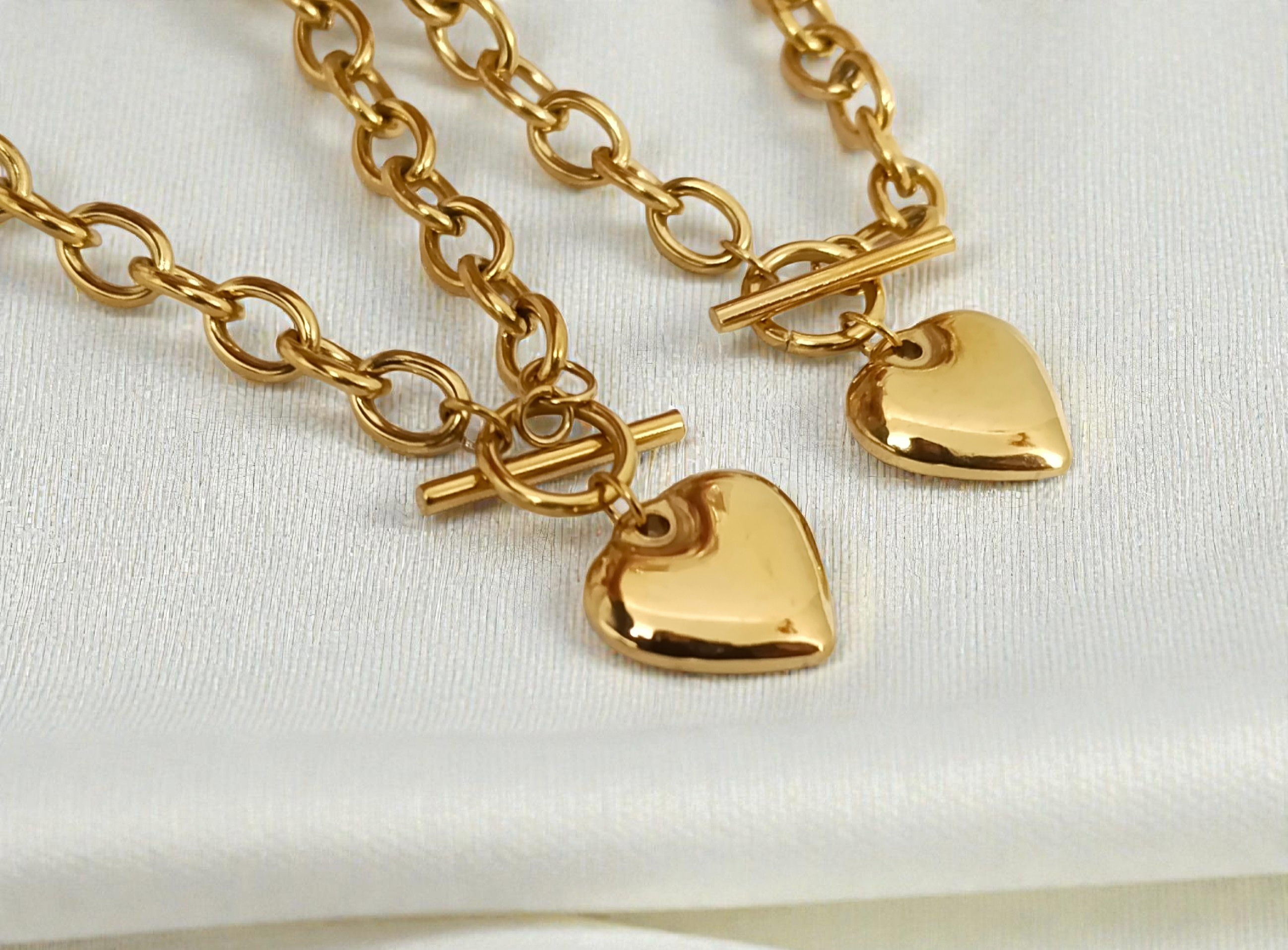 Thick heart necklace stainless steel 18K gold plated