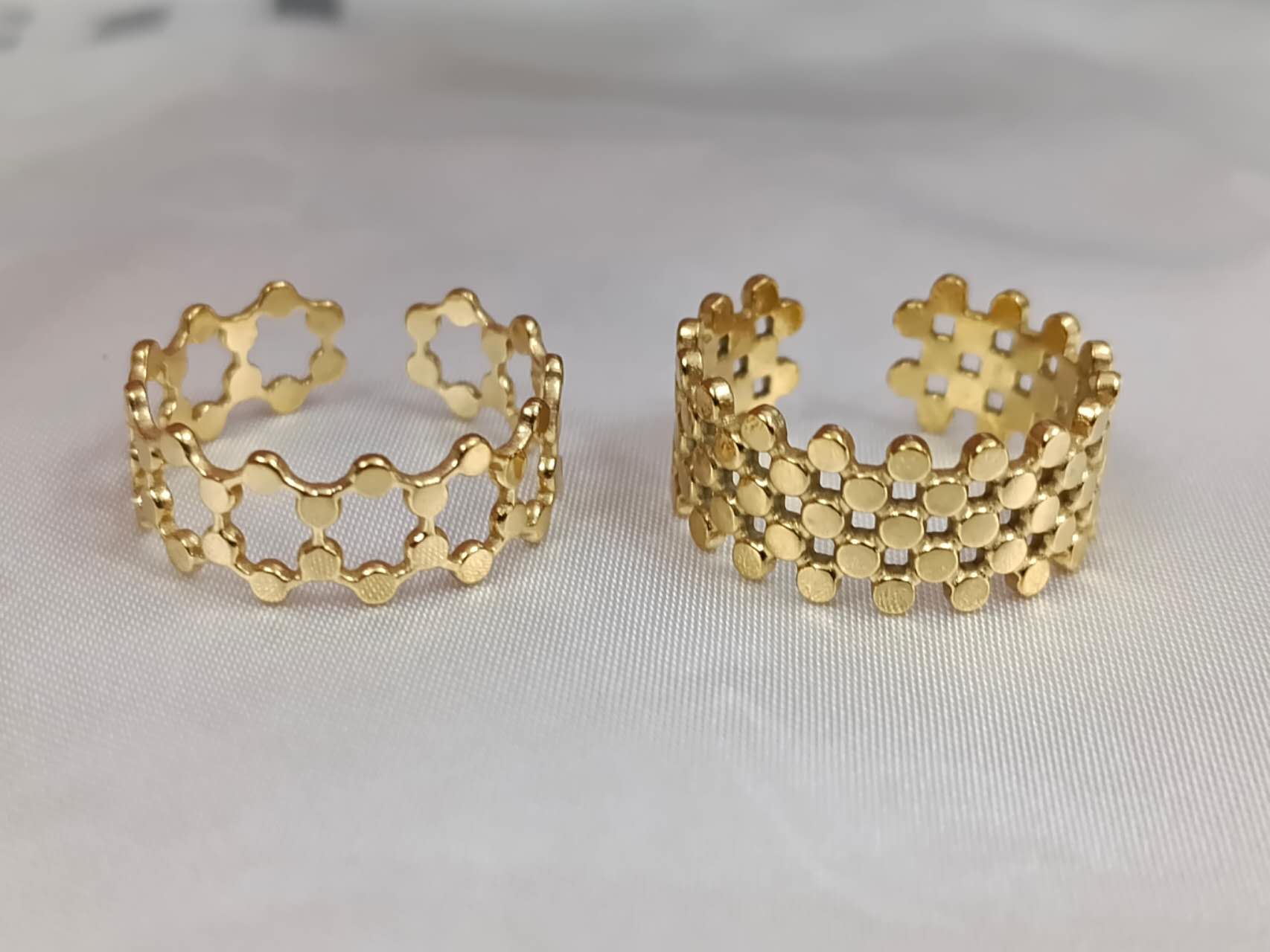 Set of 2 adjustable rings in 18K gold-plated stainless steel