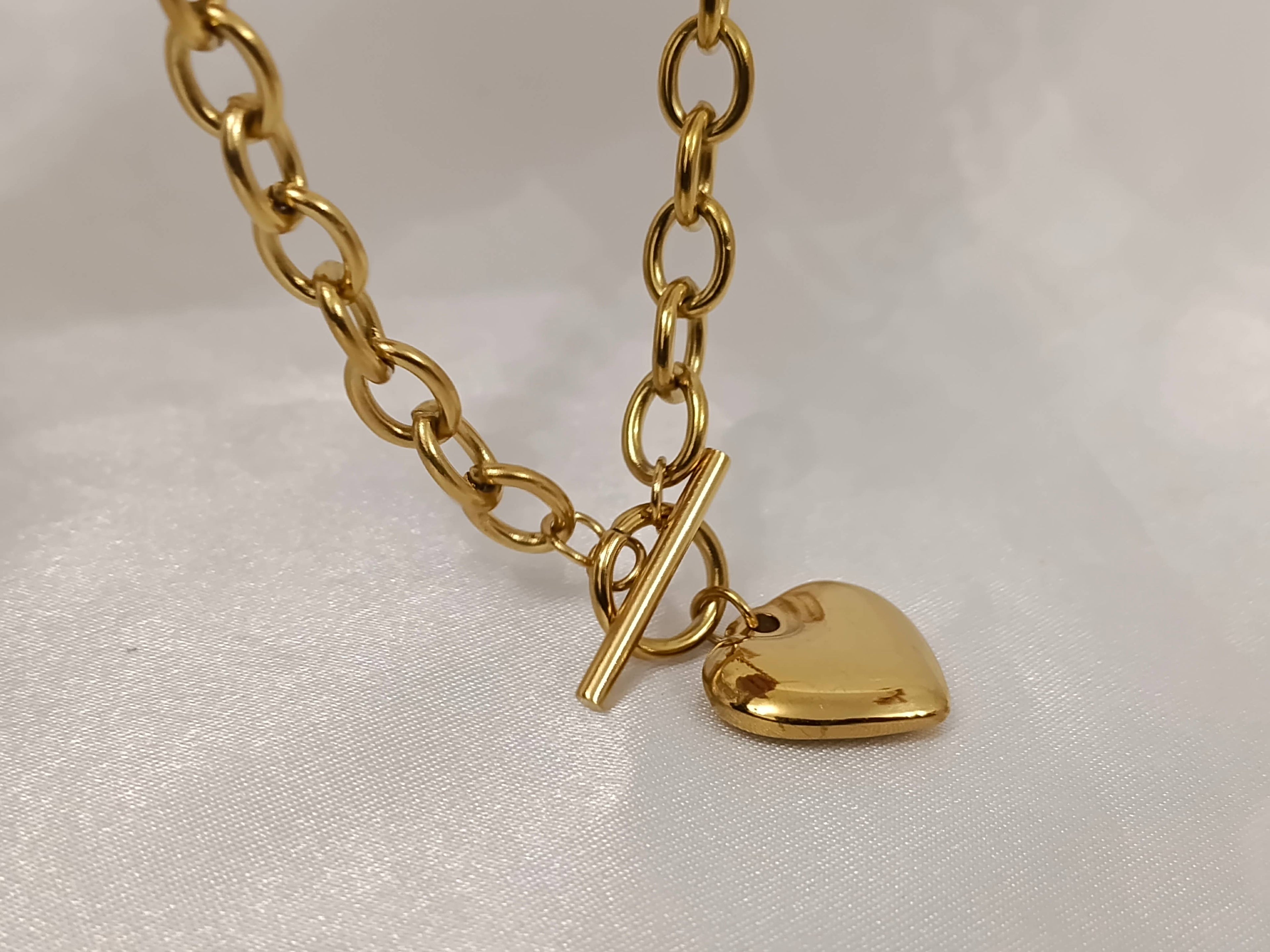 Thick heart necklace stainless steel 18K gold plated