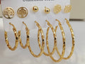 Set of 6 pairs of 18K gold-plated stainless steel earrings