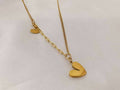 Double heart necklace with mother-of-pearl, stainless steel, 18K gold plated