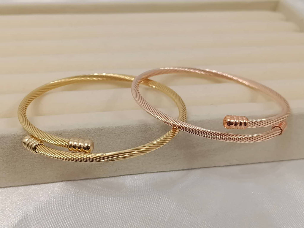 Adjustable open bracelet gold-plated stainless steel