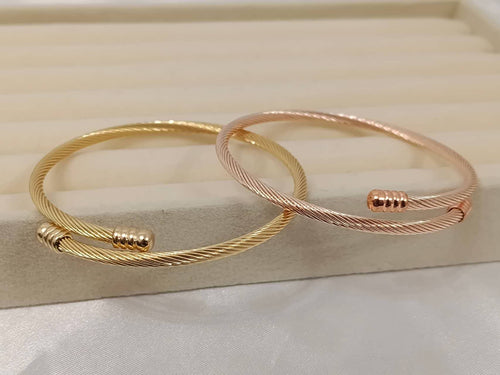 Adjustable open bracelet gold-plated stainless steel